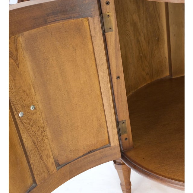 Brown Pair Round Drum Barrel Shape Travertine Top Two Doors End Side Tables Stand Mint For Sale - Image 8 of 13