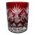Late 20th Century Red Edo Kiriko Lowball Whiskey Glass For Sale