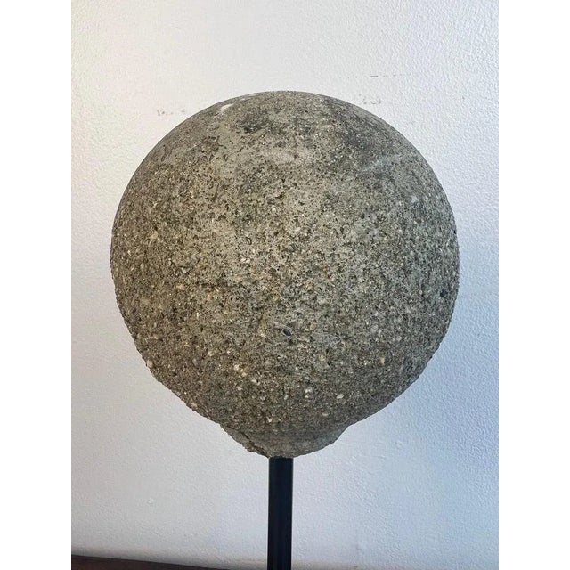 Metal Pair of Antique Spheres on Iron Bases, Stone and Cement, Italy For Sale - Image 7 of 11