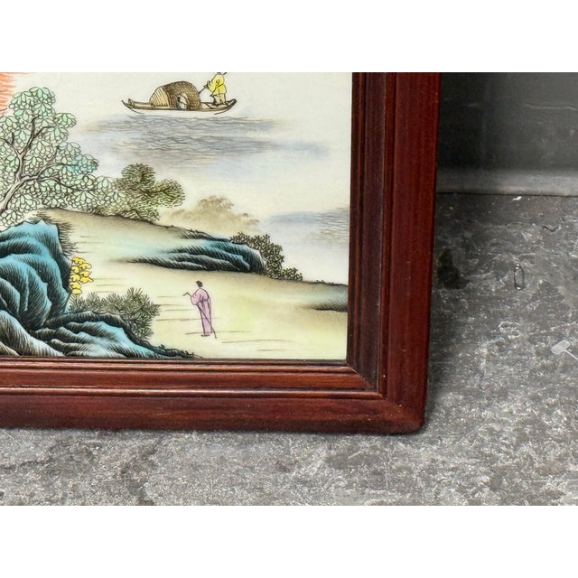 Vintage Chinese Porcelain Landscape Wall Panels, Set of Four For Sale - Image 11 of 12