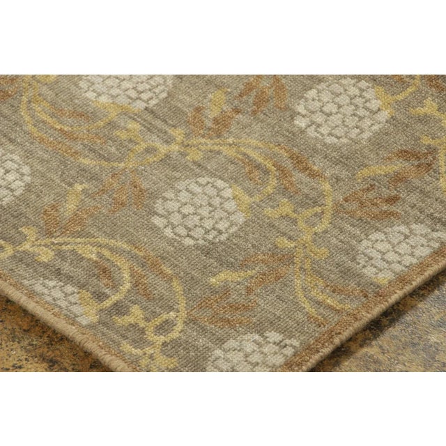 Late 20th Century Contemporary Block Print Brown & Gold Wool Runner by Rug & Kilim, India For Sale - Image 5 of 8