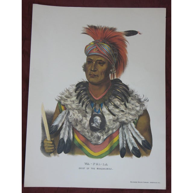 Prints Native American Wa-Pel-La Musquakees Chief Kish-Ke-Kosh Fox Brave. "The History of the Indian Tribes of North America" Reproduction - Set of 2 For Sale - Image 9 of 10