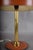 1950s Mid-Century Modern Leather Drum Lamp With Brass Accents Table Lamp, For Sale - Image 6 of 7