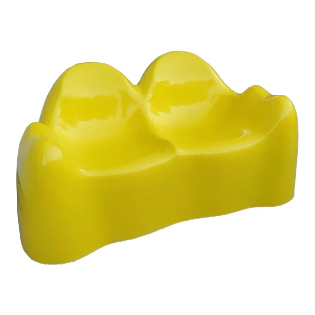 1960s Mid Century Modern Wendell Castle Molar Yellow Fiberglass Organic Sofa For Sale