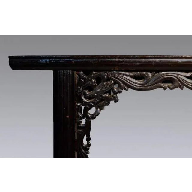 Mid 19th Century Antique Dark Lacquer Console Table With Molding From China in the 1800s For Sale - Image 5 of 6