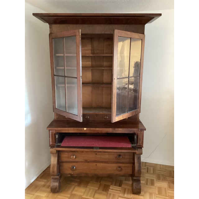 Antique Glass Door Hutch-Desk and Drawers For Sale - Image 9 of 11
