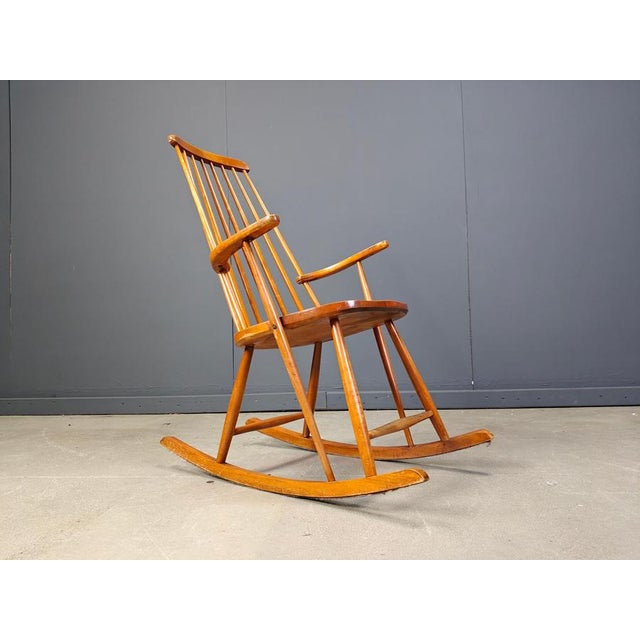 Wood Mid-Century Spindle Rocking Chair, 1960s For Sale - Image 7 of 13