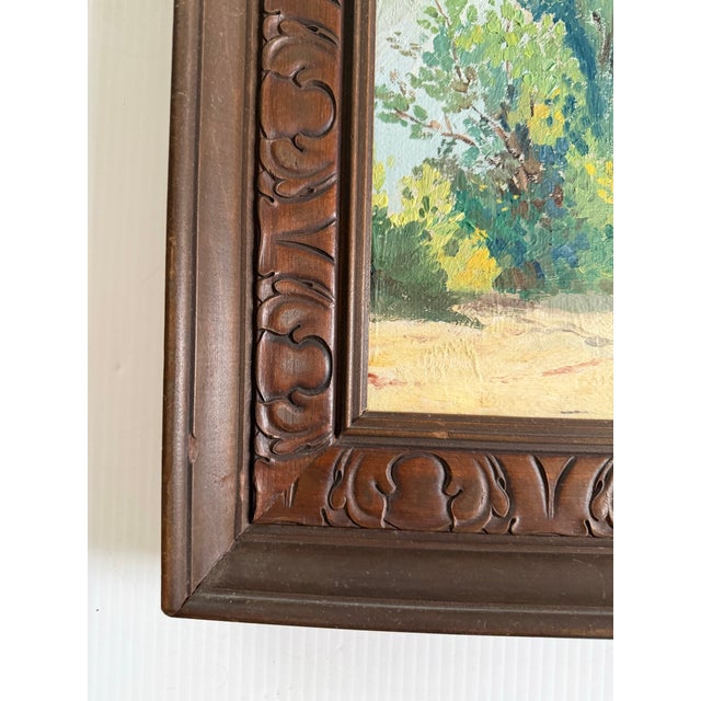 Ramos Catalan 1931 Original Oil Painting Landscape Thatch House by Mountains, Framed For Sale - Image 9 of 12