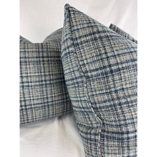 Rogers & Goffigan "Demi Plaid" in Wetland 22" Pillows-A Pair For Sale - Image 4 of 4