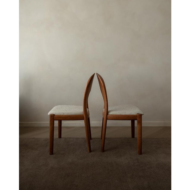 A beautiful and quietly sculptural pair of vintage danish dining chairs, model morten, designed by niels koefoed for...