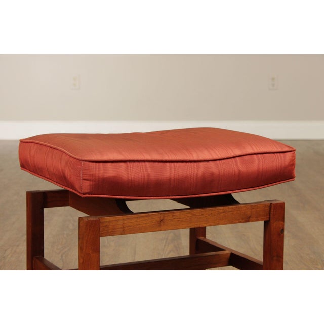 Wood Jens Risom Mid Century Modern Pair Of Walnut Stools For Sale - Image 7 of 12