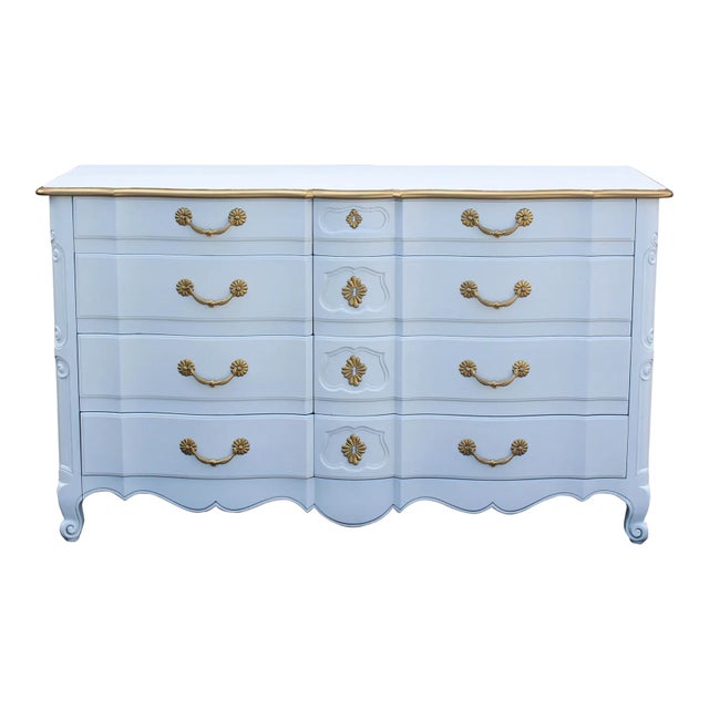 White 1970's French Style White and Gold Dresser by John Widdicomb For Sale - Image 8 of 12