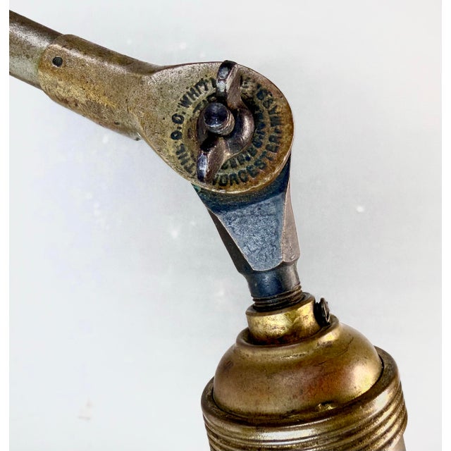 Brass 1920’s Antique O. C. White Industrial Adjustable Desk Lamp Brass & Steel For Sale - Image 8 of 12