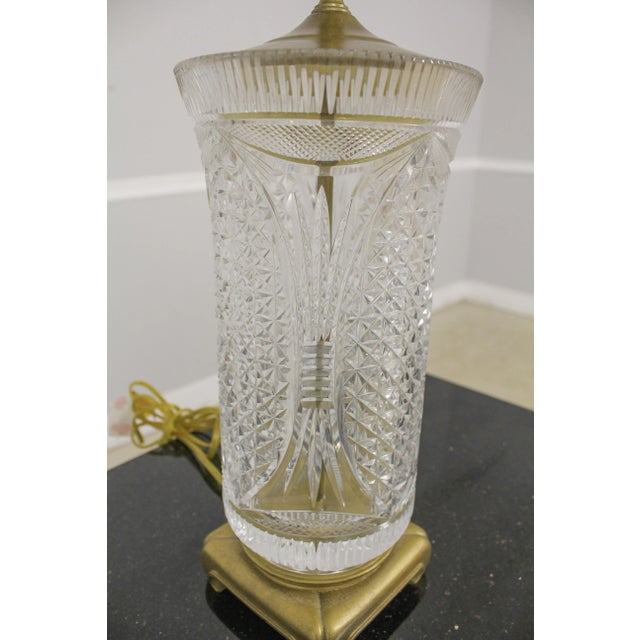 Pair Vintage Quality Cut Crystal Table Lamps For Sale - Image 11 of 13