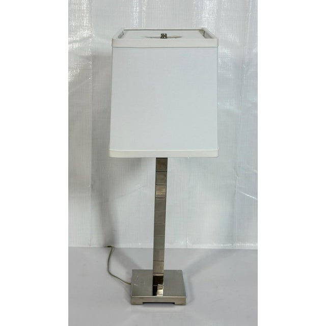 Marian Jamieson "Cube" Table Lamp Polished Nickel Modernist Design For Sale - Image 9 of 17