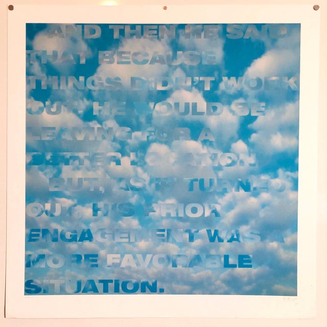 Paper Fred Fehlau, Large Sky Blue Color Iris Print Text Based Conceptual Muse X LA Artist 1 of 2 A, 1991 For Sale - Image 7 of 7