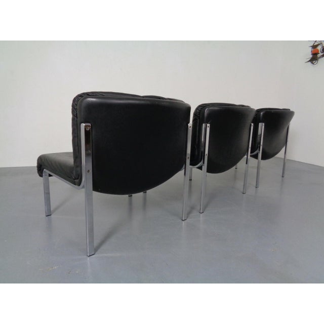 Black 1200 Eurochairs & Tables by Hans Eichenberger for Girsberger, Switzerland, 1970s, Set of 8 For Sale - Image 8 of 13