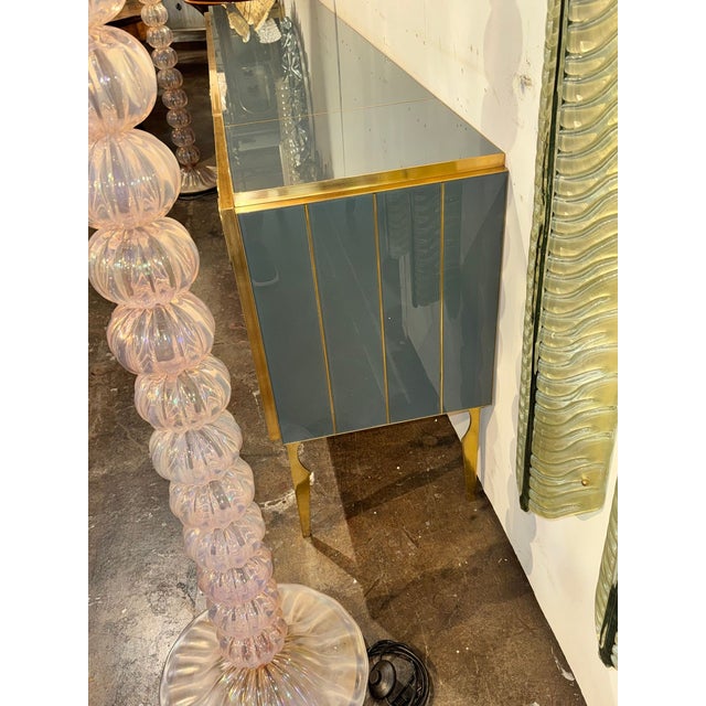 Metal Italian Modernist Glass and Brass Sideboard For Sale - Image 7 of 7