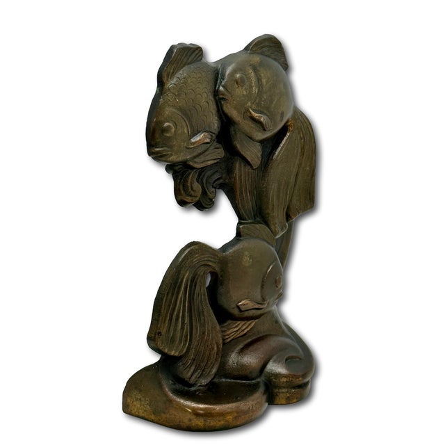 Rare & Hard to Find All Original Vintage 1930s Hubley MFG Co. #464 Fan Tail Fish Cast Iron Doorstop For Sale - Image 11 of 18