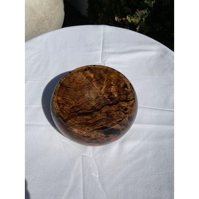 Vintage Turned Burl Wood Bowl – Organic Mid Century Decorative Catchall For Sale - Image 9 of 11