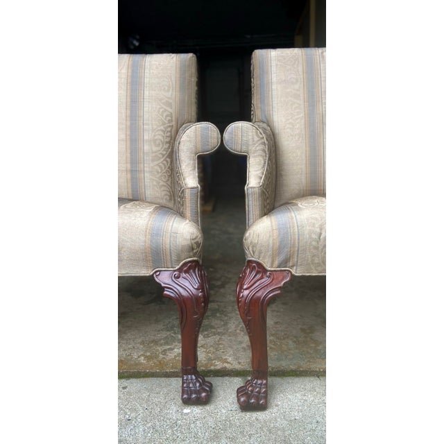 Pair of Vintage Baker Georgian Style Library Chairs For Sale In San Francisco - Image 6 of 12