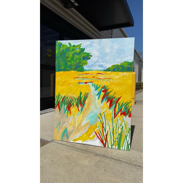 Contemporary Coastal Marsh Wetland Landscape Painting For Sale - Image 3 of 12