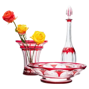French Baccarat and Saint Louis Items in Red Crystal, 1930, Set of 3