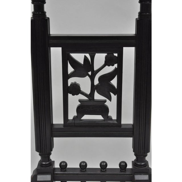 Late 19th Century Antique Victorian Aesthetic Movement Black Ebonized 34" Plant Stand Side Table For Sale - Image 5 of 18