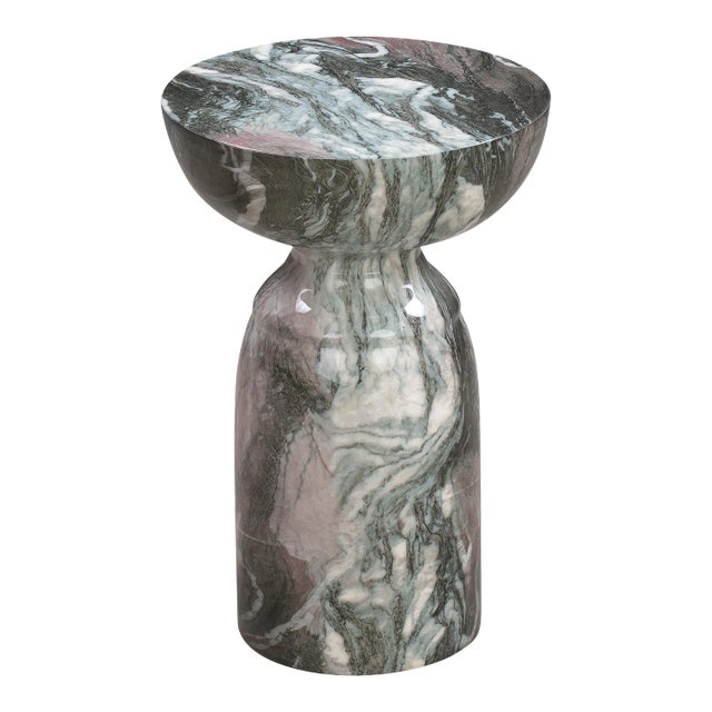 Rue Grey & Blush Faux Marble Side Table For Sale