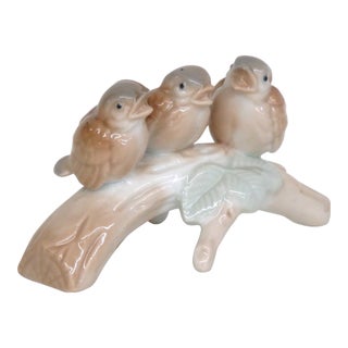Otagiri Three Birds Perched on Branch Porcelain Figurine Made in Japan 4965b For Sale