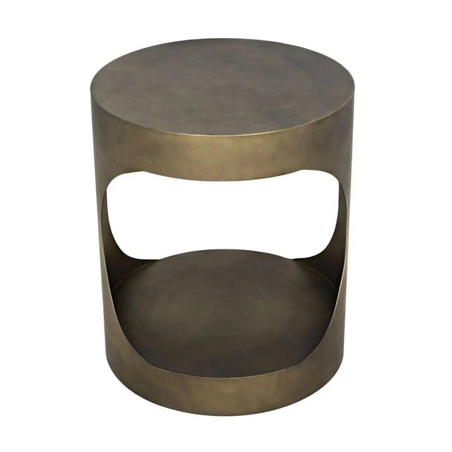 Mid-Century Modern NOIR Eclipse Round Side Table, Metal with Aged Brass Finish For Sale - Image 3 of 5