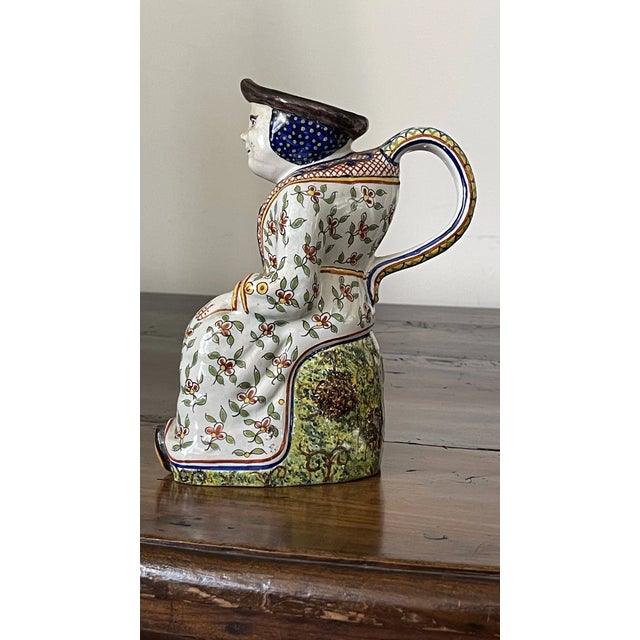 Early French Faience Figural Jug For Sale - Image 4 of 6