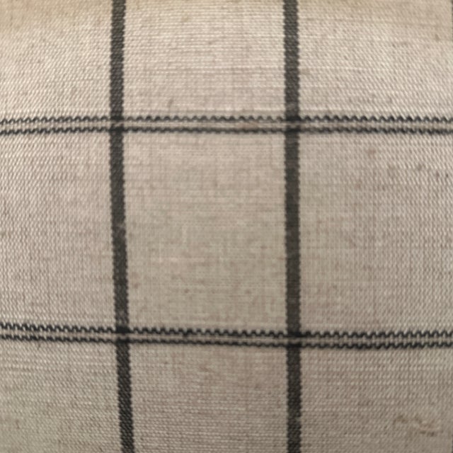 Handcrafted decorative pillow case. Double sided checkered linen with black lines and beige background, 20”X20”, invisible...