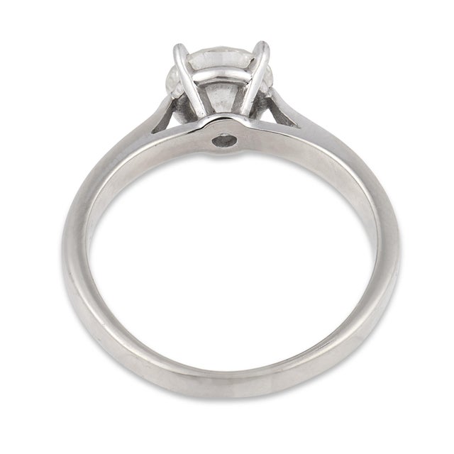 Vintage 1.30 Carat Diamond 14k White Gold Engagement Ring, Size 8 For Sale - Image 4 of 4