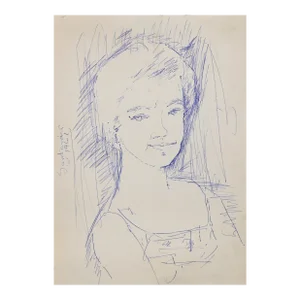 1960s "Santander" Pen and Ink on Paper Painting by Eve Nethercott