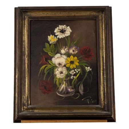 1950s Still Life with Flowers, 20th Century, Oil, Framed For Sale - Image 5 of 5
