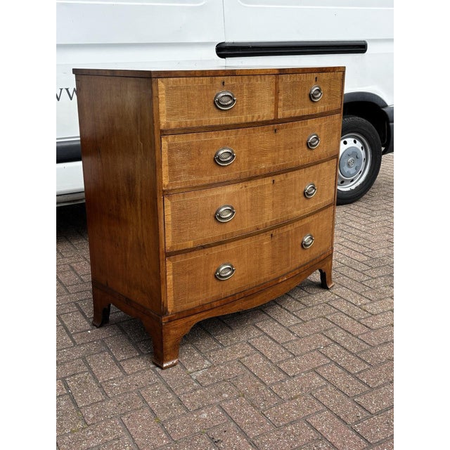Brown Bow Front Chest of Drawers in Inlaid Mahogany For Sale - Image 8 of 11
