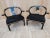 Mid Century Modern James Mont Chinoiserie Style Lacquer Horseshoe Chairs Newly Reupholstered in Cowhide - Pair For Sale - Image 9 of 9