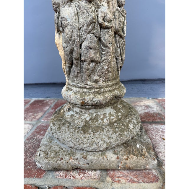 50s Classical Column Pedestal Concrete Stone Architectural Salvage Bird Bath Stand Vintage For Sale - Image 17 of 18