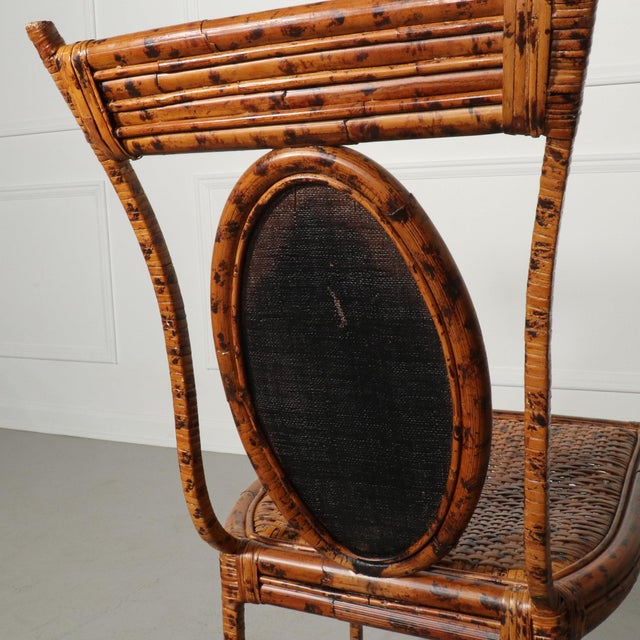 Wood 1970's Spotted Bamboo and Wrapped Rattan Iron Side Chair For Sale - Image 7 of 10