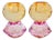 Danish Pink & Orange Faceted Crystal Candle Holder Pair For Sale