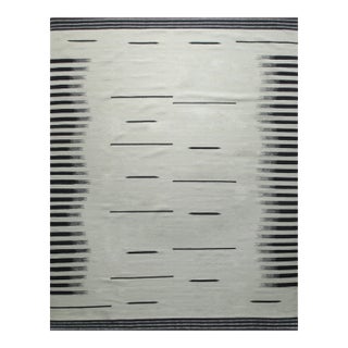 8x10 Sloane Majestic Gray Minimalist Kilim Geometric Modern Flatweave Wool Rug For Sale