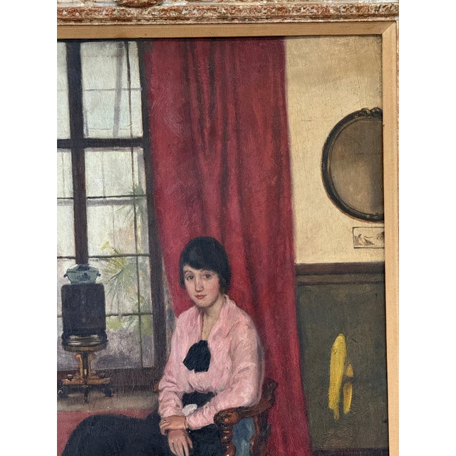 Early 20th Century Oil Portrait of a Young Lady, Dated 1914 For Sale - Image 6 of 8