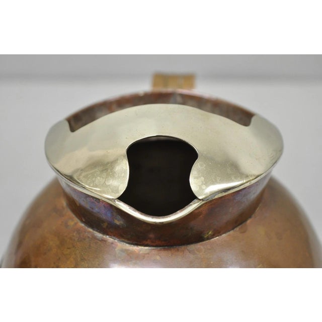 Mid 20th Century Vintage Artesanias Taxco Mexico Primitive Water Pitcher Silver Mounted Copper For Sale - Image 5 of 16