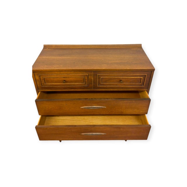 1960s Vintage Mid Century Modern Broyhill Sculptra Walnut Highboy Dresser. For Sale - Image 5 of 10