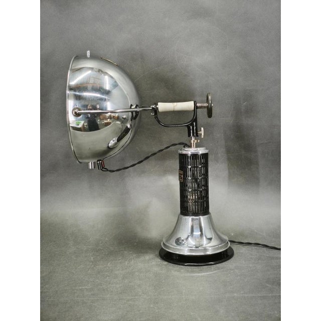 An exceptional Bauhaus table lamp created from an original 1930s Hanau Quartz Höhensonne therapeutic lamp manufactured in...