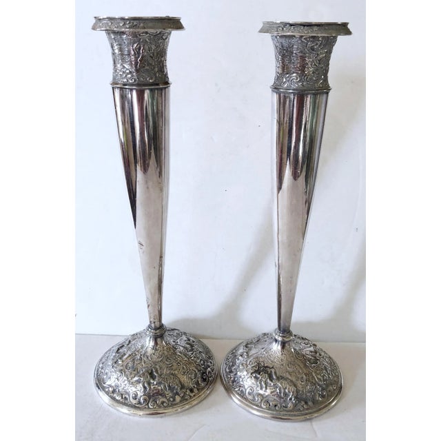 Silver Barbour Silver Candlesticks For Sale - Image 8 of 9