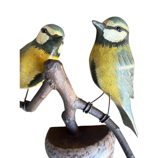 Folk Art Austrian Folk Art Carved Wood Bird Pair #70, 1930s For Sale - Image 3 of 5