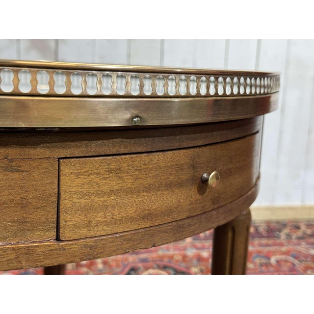 Louis XVI Bouillotte Table in Mahogany with a Marble Top, 1960s For Sale - Image 6 of 12