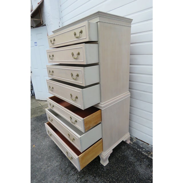 Whitewash Painted Extra Tall Chest of Drawers by Rway Chairish